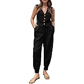 PRETTYGARDEN 2 Piece Sets for Women Summer 2026 V Neck Button Front Cropped Tank Tops Vest Pockets Pants Spring Matching Set
