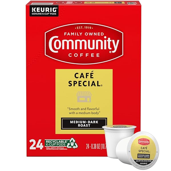 COMMUNITY COFFEE CAFÉ SPECIAL 24 COUNT COFFEE PODS, MEDIUM DARK ROAST, COMPATIBLE WITH KEURIG 2.0 K-CUP BREWERS, 24 COUNT (PACK OF 1)