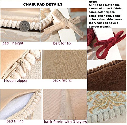 Sideli -4pcs Classic Decorative Chair pad Seat Cushion with Memory Filling and 2 Belt for Fix 16"x16" (4, peony-beige)