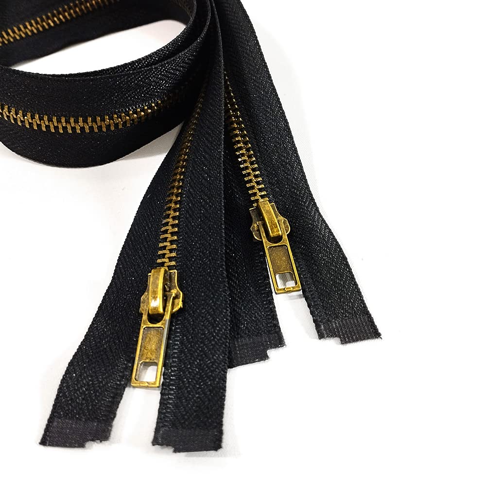 2 Aged Brass Zippers #5, 2 Pieces, Zipper for Sewing, Jackets, Clothing, Crafts, (25 cm, 332)