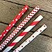 Paper Drinking Straws - Red and White - Valentine - Birthday Party Supply - Stripe Chevron Polka Dot - 7.75 Inches - 100 Pack Outside the Box Papers Brand
