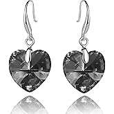 Austrian Crystal Heart Dangle Hook Earrings for Women Drop Earrings 14K Gold Plated Hypoallergenic Jewelry