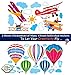Timber Artbox Airplanes & Hot Air Balloons Wall Decals - Peel and Stick Removable Vinyl Wall Stickers - Kids Would Absolutely Love Their Room