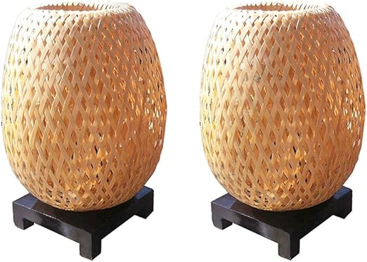 Lampes De Chevet En Bambou Tresse Double Peau Variateurs D Intensite Vendues Par Paire Salle A Manger Chambre A Coucher Hotel Restaurant The Bar Decoration Lumiere Tamisee Amazon Fr Luminaires Et