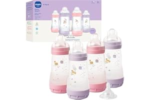 MAM 9oz Easy Start Anti-Colic Wide Neck Baby Bottle, Medium Flow Breastfeeding-Like Nipple, Reduces Colic Gas & Reflux, Easy 