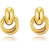 NIXMAX Chunky Small Knot Earrings Gold Silver Geometric Earrings for Women Dainty Gold and Silver Plated Dangle Drop Earrings Hypoallergenic and Lightweight Fashion Trendy Jewelry Gifts