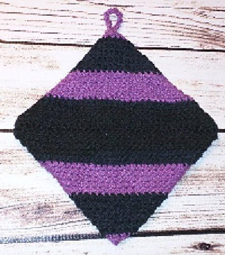 Double Thick 100% Cotton Potholder. 5 x 5. Convenient loop for hanging. Additional colors available. Matches kitchen hanging towels and dishcloths sold separately.