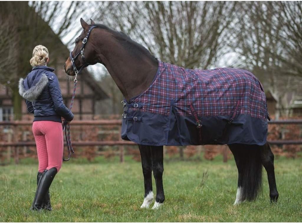 HKM Pro Team Horse Blanket - Blau/Rot/Karo, 135