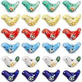 Hobbspring 24pcs Ceramic Beads 6 Colors Handmade Porcelain Painted Bead Porcelain Animal Bird Spacer Beads for Jewelry Necklace Bracelets Earrings Making DIY Crafts