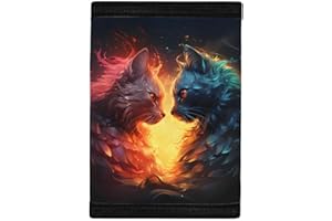 GLUDEAR Minimalist Wallet Cool Print Customized Coin Case Card Pocket Money Organizer for Toddler Teens Boys Girls,Fire Red Blue Cat