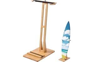 VEVOR Vertical Surfboard Stand, Wooden Surfboard Rack for Storage and Display, Adjustable & Freestanding Board Stand Organize