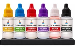 Gold, Platinum and Silver Testing Kit 10k 14K 18K 22K Platinum .999 & .925 Sterling Silver, TrueAssay Acid Solutions with 3x