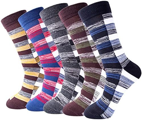 5-pair Mens Fun Cool Cotton Colorful Dress Socks, size:7-11