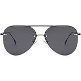 Vanolu Retro Rimless Women Aviator Sunglasses Classic Lady Oversized Sun Glasses black Gradient Mirrored Lens Bold Shades