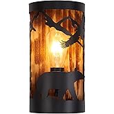 Monaxon Rustic Bear Wall Sconces, Farmhouse Indoor Wall Light Fixtures, E26 Base Modern Industrial Wall Lamp Lighting Fixture
