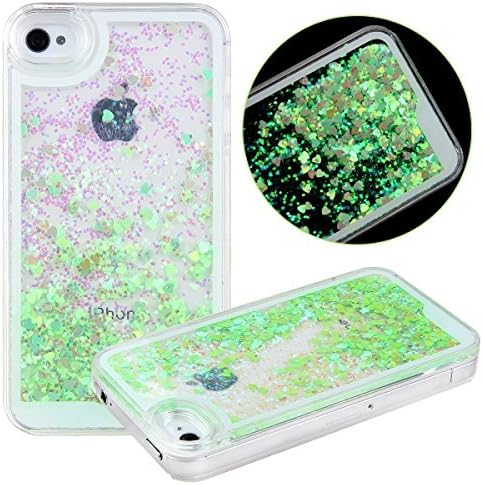 SHANGFENG iPhone 5 5S Cover,3D Glitter Liquid Quicksand Love Heart Hard Protective Back Case Cover for iPhone 5 5S