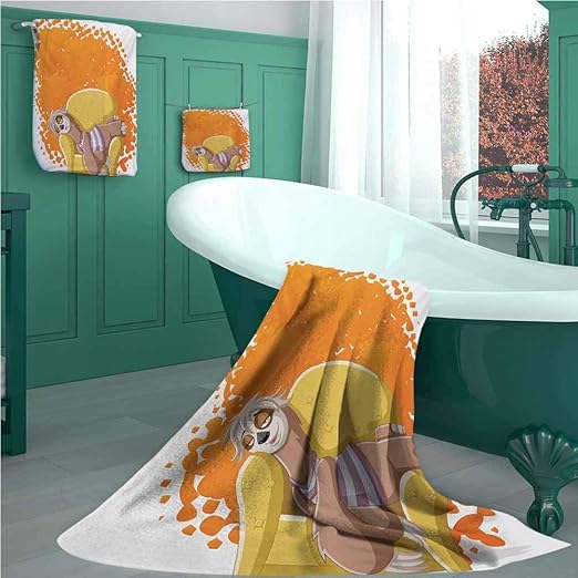 Amazon Com Sloth Bamboo Fiber Towel Set Lazy Female Cartoon