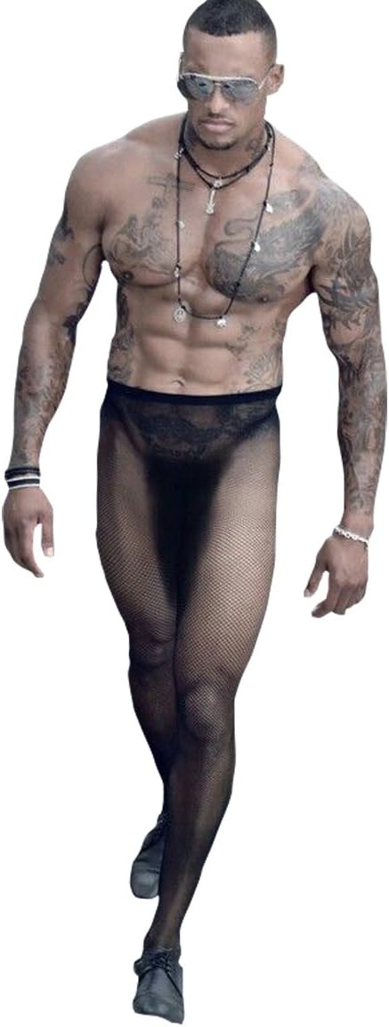 HIMEALAVOMen's tights sexy nylon stockings homosexual Fishnet stockings