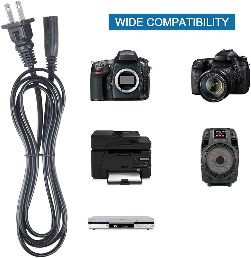 Power Cables GreenWhale 5ft Listed AC Power Cable Cord Lead for Canon