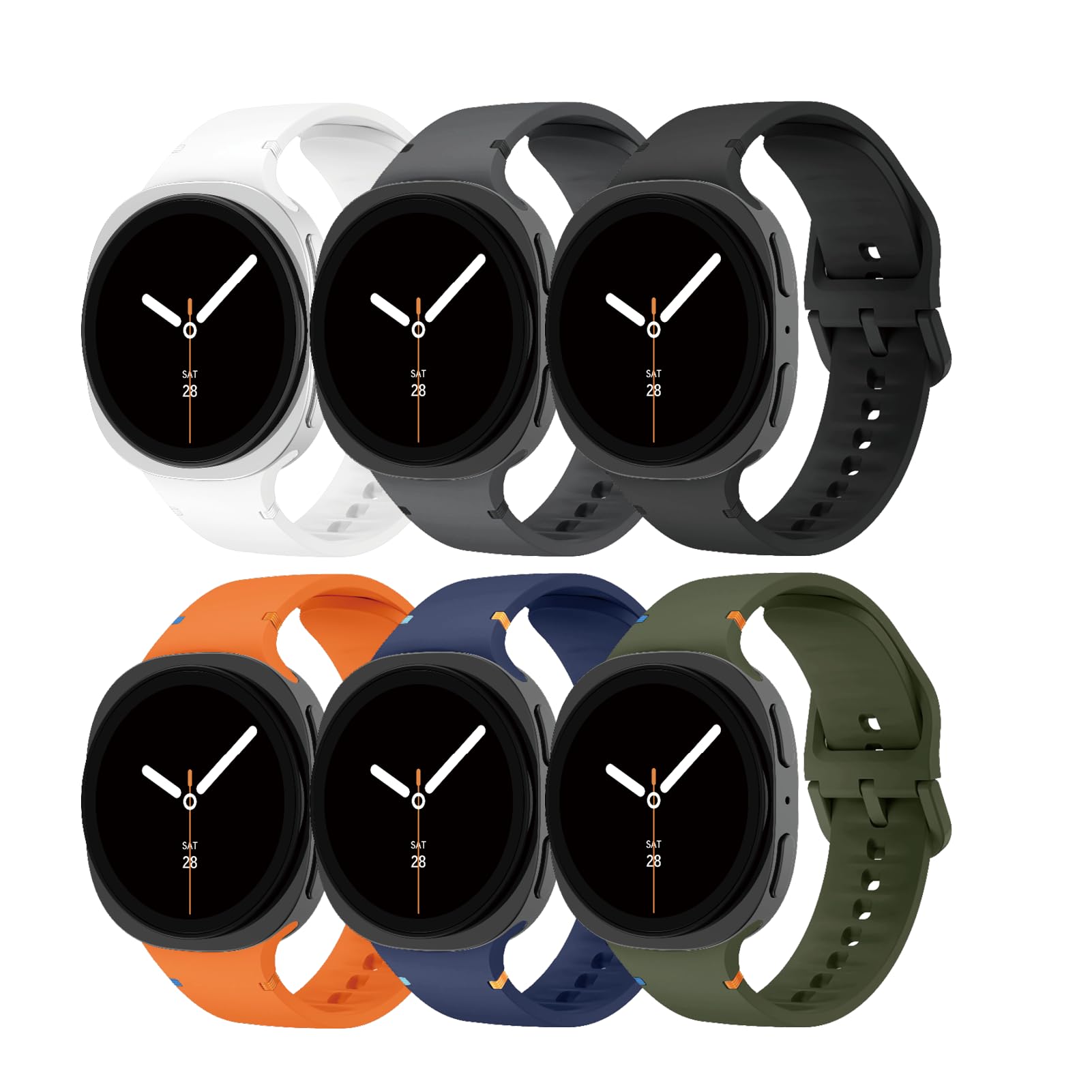 Sport Band for Samsung Galaxy Watch 8 Band 40mm 44mm/8 Classic 46mm Men Women,No Gap Soft Silicone Rubber Replacement Strap Waterproof Wristband for Samsung Galaxy Watch 8 Classic Bands 46 44 40 mm