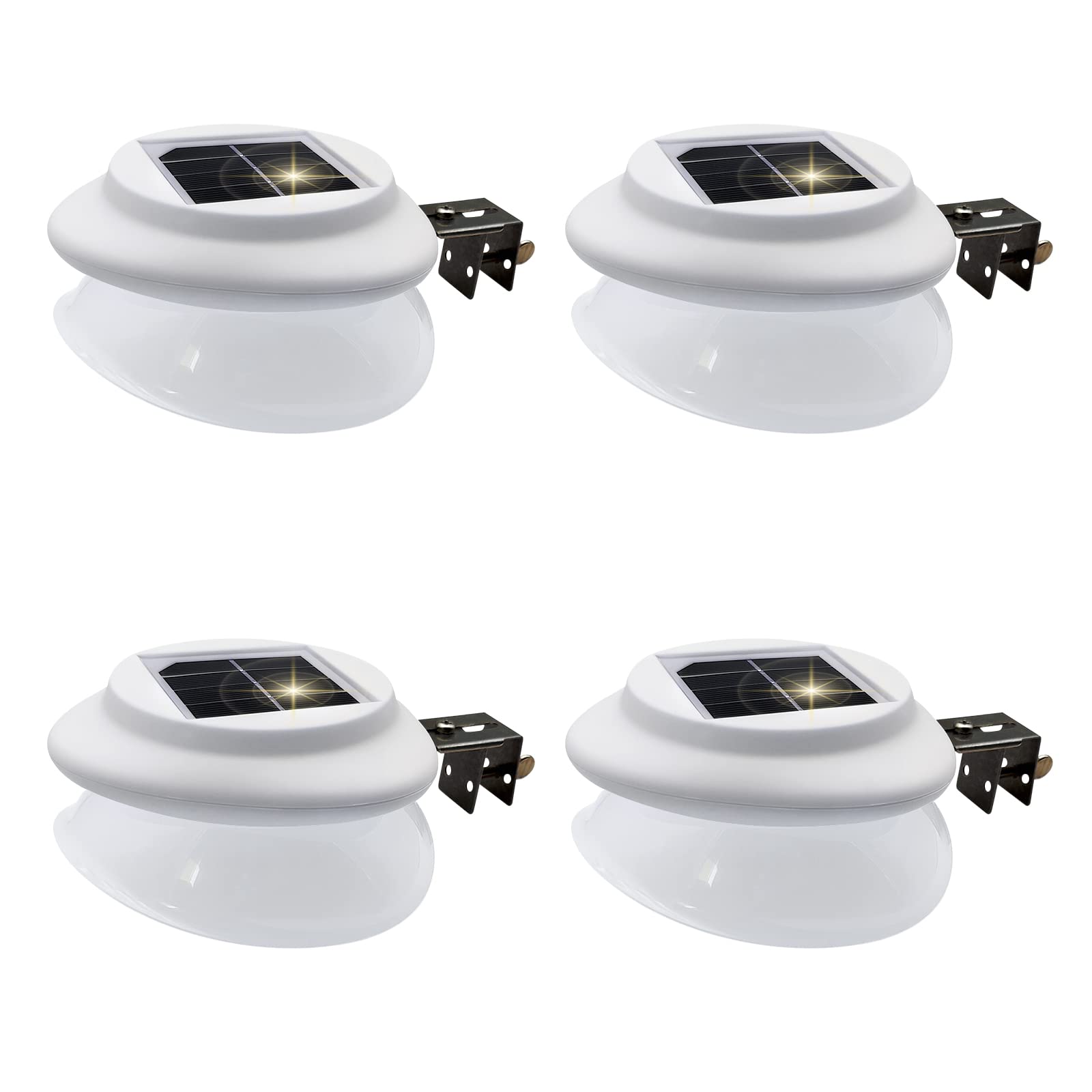 Solar Fence Gutter Lights, AVEKI 9 LEDs Solar Powered Garden Outdoor Lights Waterproof Security Lamp for Outdoor Garden Fence Wall Lobby Pathway (White 4 Pack)