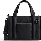 BAGSMART Boxy Tote Bag for Women, Crossbody Bag with Zipper, Crush Bow Purses for Travel Work College