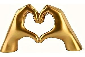 FANTESTICRYAN Small Heart Hands Statues Gold Hand Love Sculpture Decorative Home Decor Ornaments for Living Room, Wedding, Bedroom, Office Desktop, Cabinets, Bookshelf (Small Gold)