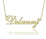 AOLO Delaney Heart Name Necklace 18k Gold Plated