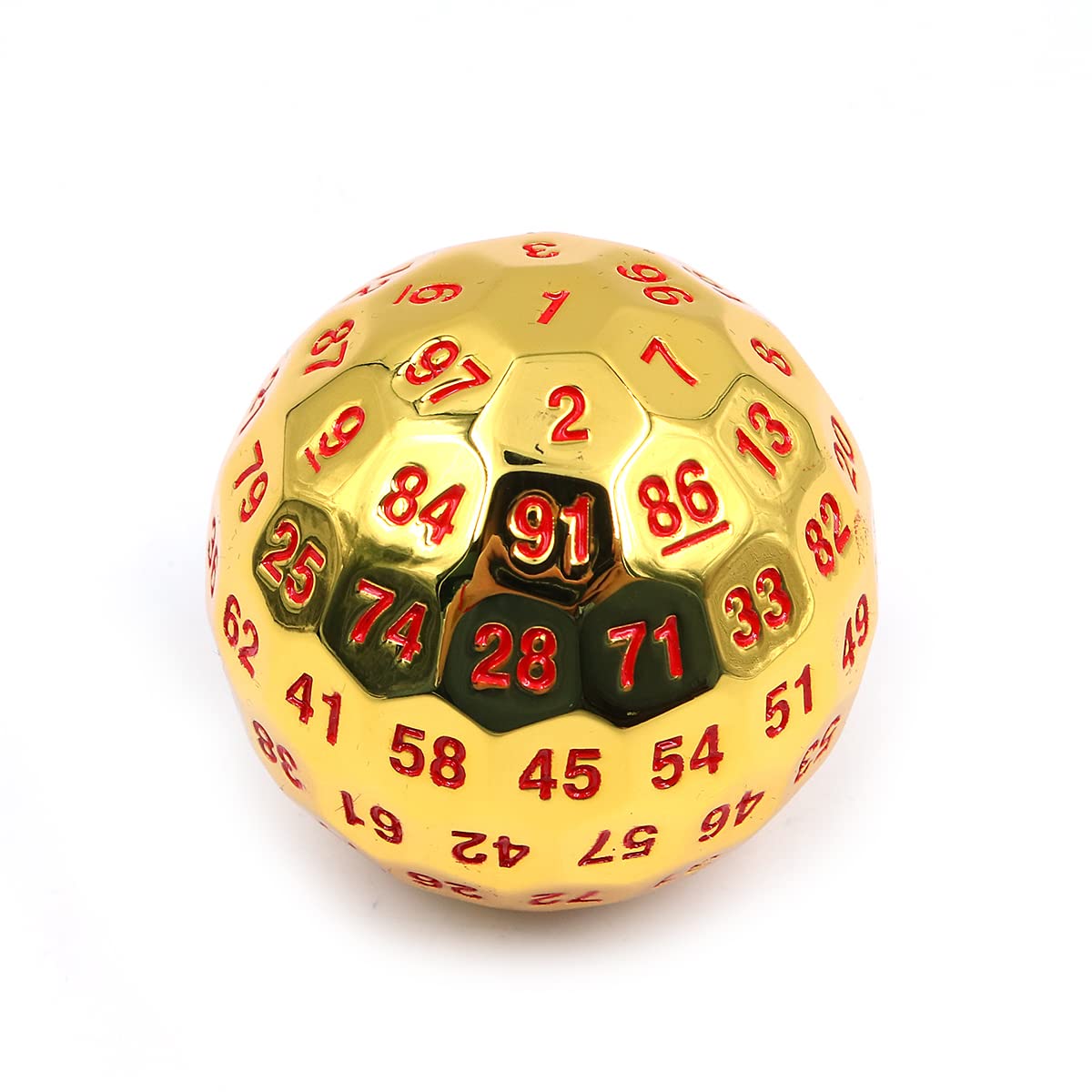 DollaTek Metal Polyhedral Dice 100 Sides 50mm Used for Dungeon and Dragon DND Dice Game - Gold