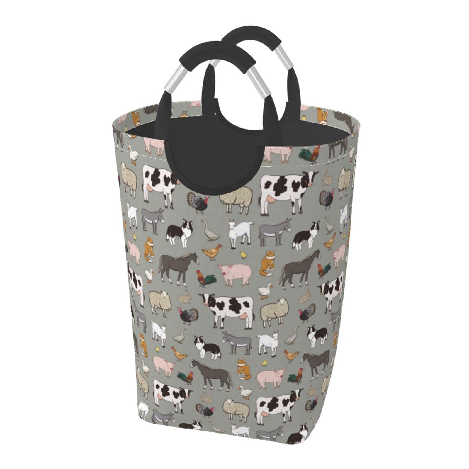 Photo 1 of TOUNHEYA Farm Animals Laundry Basket Cow Foldable Laundry Hamper Pig Collapsible Laundry Baskets with Handles Clothes Hamper Laundry Tote Bag for Dorm Family Storage Bin 50L