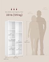 VASAGLE Bookcase 7 Compartments Cloud White LBC27WT Standing Shelf view 6