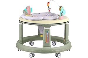 JIESENSE Baby Walker with Wheels | 5 Adjustable Heights & 360° Swivel Seat | Music & Detachable Toys | Bounce Footpad | Activity Center for Boys & Girls 6-18 Months