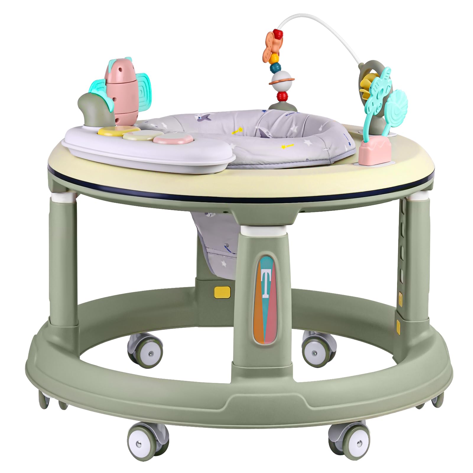 Photo 1 of Baby Walker with Wheels | 5 Adjustable Heights & 360° Swivel Seat | Music & Detachable Toys | Bounce Footpad | Activity Center for Boys & Girls 6-18 Months