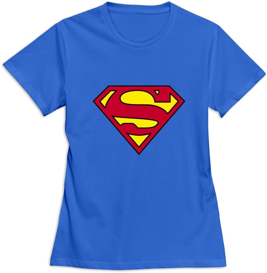 Fashion Women Tee ZYA6W Women's Superman Logo 100% Cotton Nerd T Shirt
