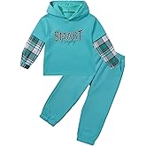 Zupora Toddler Boy 2 Pc Outfit Long Sleeve Tracksuit Plaid Hoodie Jogger Pants Fall Winter Clothes Set for Casual School 2-6T