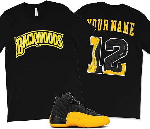 jordan 12 black university gold shirt