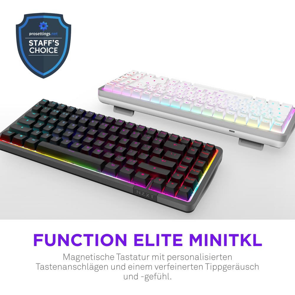 Magnetische RGB-Gaming-Tastatur NZXT Function Elite MiniTKL – anpassbare Betätigung, Doppelschienen-Halleffekt-Schalter, Rapid Trigger, 8K-Abfrage – verbessertes Tippgeräusch und -gefühl – DE – Weiß 2