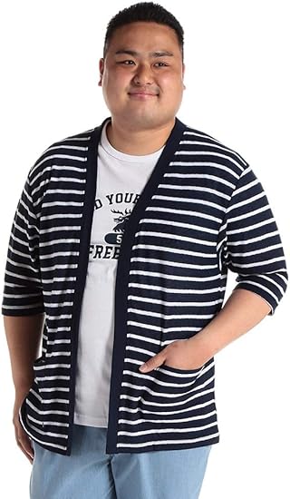 Amazon サカゼン Natural Story 大きいサイズ メンズ 梨地 ボタンレス カーディガン プリント 半袖tシャツ アンサンブル カーディガン 通販