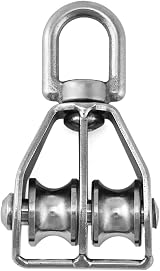 QWORK M15 Double Pulley Block 304 Stainless Steel 2PCS for Block and Tackle view 2