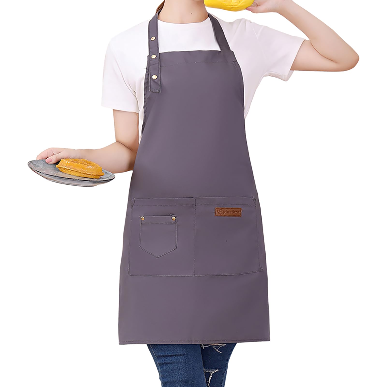 Cotton Canvas Aprons for Stylist Bartender Gardener Server Waitress Maids Apron Adjustable Straps with Pockets