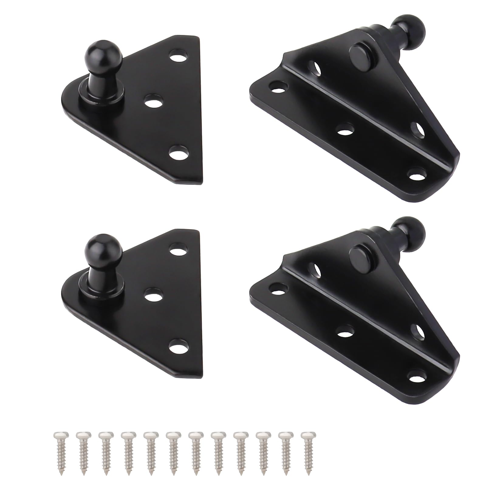 Photo 1 of 10MM Mounting Bracket, Gas Strut Spring Ball Stud Hardware Kit, 2 Angled L-Type Mounts and 2 Flat-Type Mounts with 12 Screws, Black Ball Joint for TV Cabinet, Storage Box, Window, Lid
