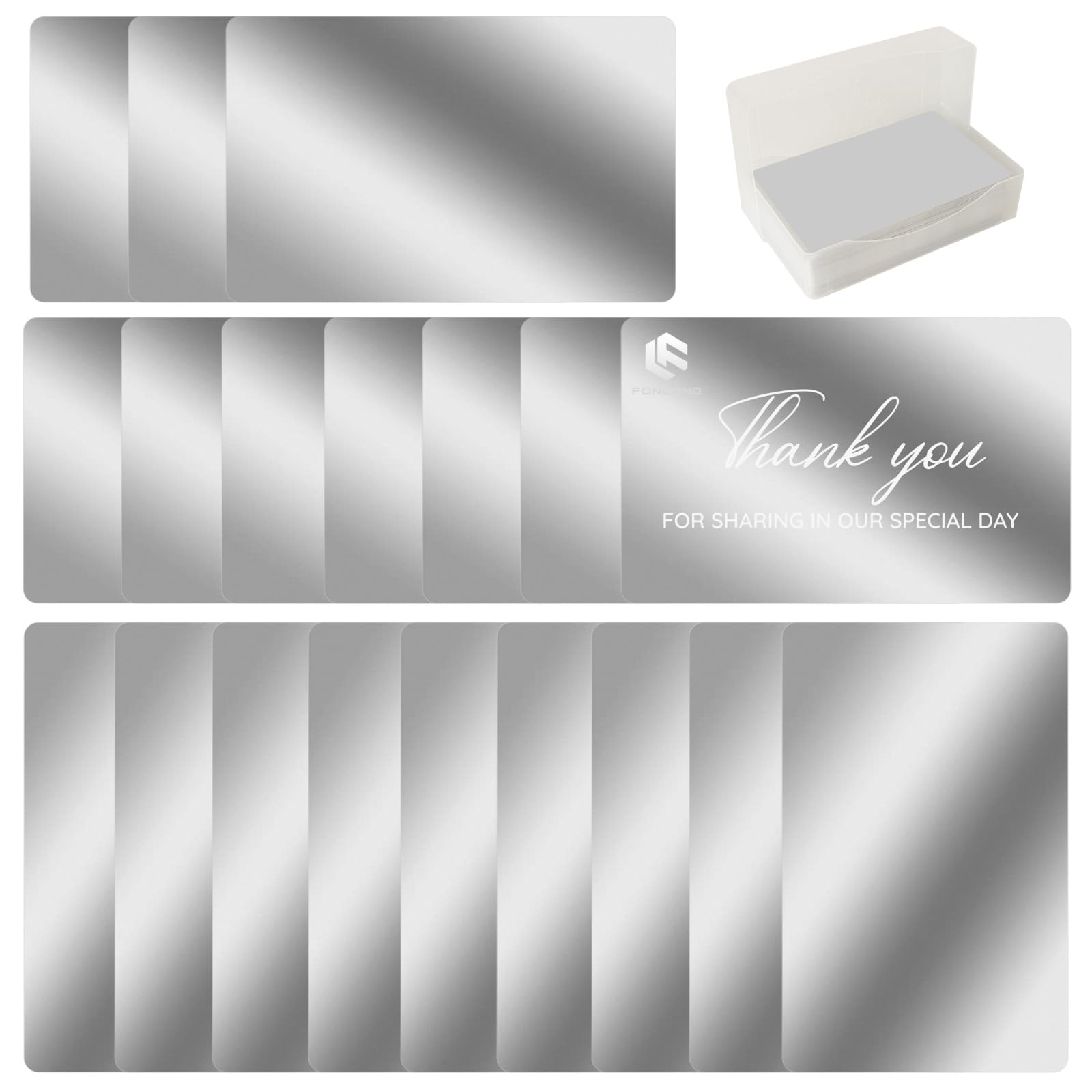FONLAND Metal Cards Blank, 100Pcs Metal Cards Engraved, Metal Business Cards Engraving Aluminium Alloy Thickness for Customer DIY Gift Lable Tag Cards 10 Colors (Optional)(Silver)