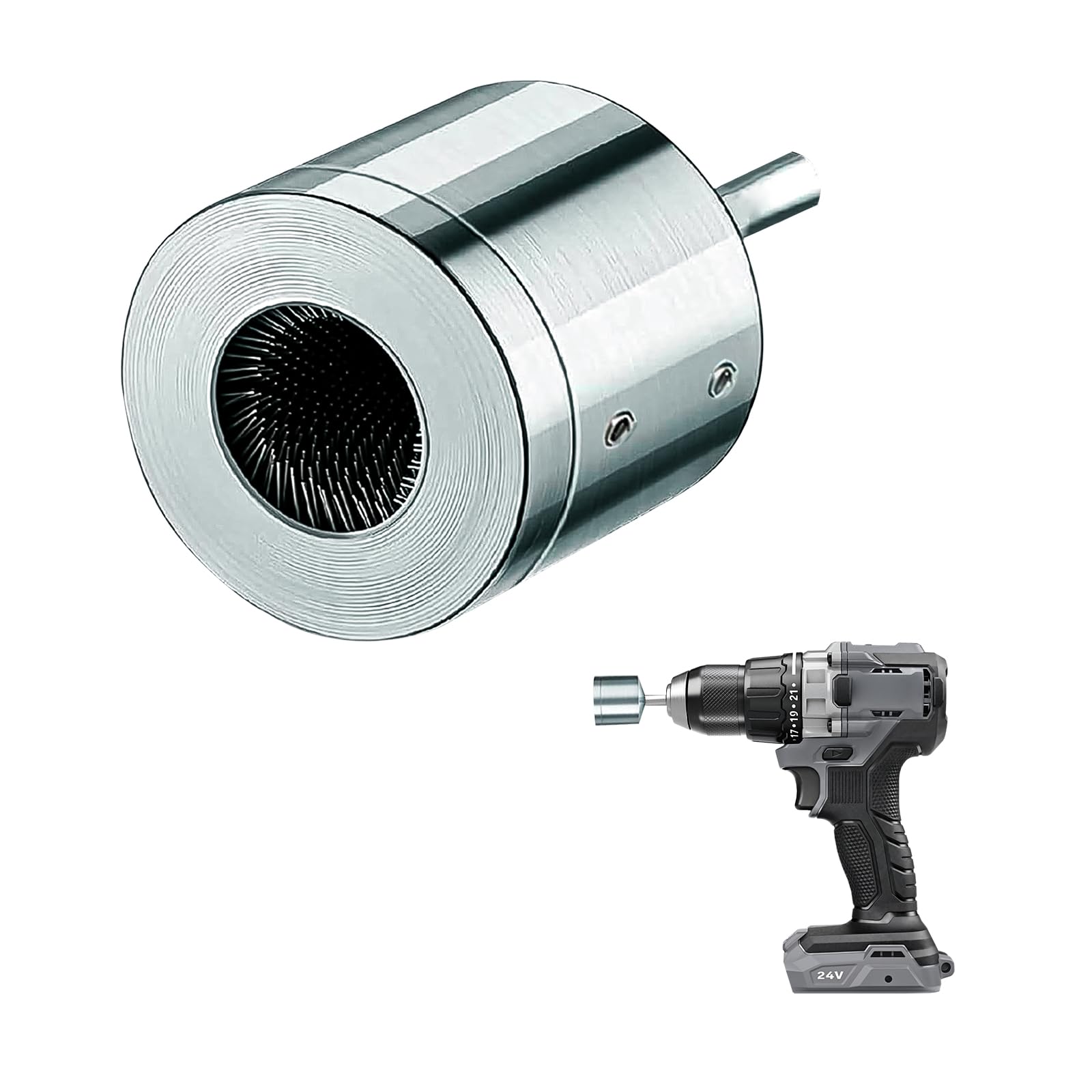 Suevut Metal Copper Pipe Cleaner, 15MM Copper Tube Cleaning Deburring Tool, Plumbing Brush Drill Bit