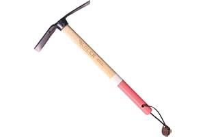 Adler - The Rosie Garden Hoe, Heavy Duty Yard Tool Lawn Care, Loosening Soil, Weeding, and Digging, Steel Head 10.6 inches, Wood Handle 17.7 inches (Rose)