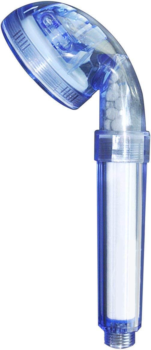 Portable Size Home Bathroom High Pressure Shower Head PVC Three Gears Water Saving PP Cotton Filter Shower Head - Transparent Blue