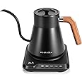 ECORELAX Gooseneck Electric Kettle, ±1℉ Temperature Control Pour Over Kettle for Coffee, Tea & Water, Stainless Steel 1200 W Keep Warm OLED Display 1 L (Black)
