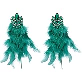 lureme Vintage Boho Oversize Large Feather Dangle Earrings for Women Strass Feather Drop Charm Earrings(er006369)