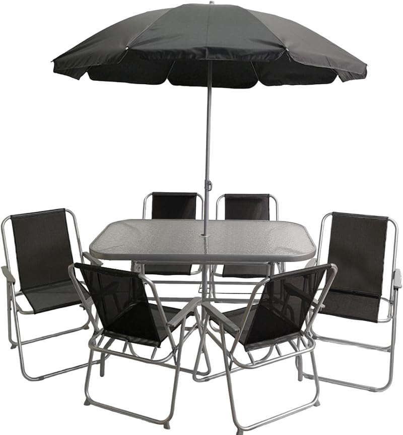 Samuel Alexander 6 Seater Garden Furniture Set with Parasol Table Chairs