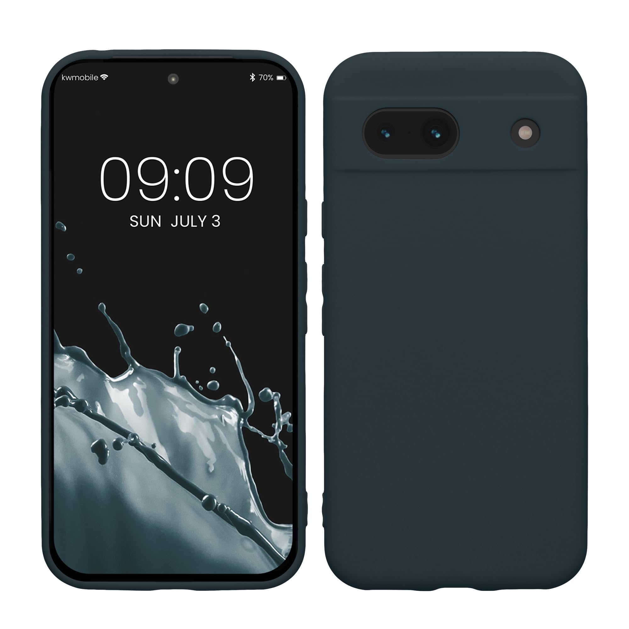 kwmobile Case for Google Pixel 8a Case - Protective Slim TPU Phone Cover - Soft Matte Finish - Dark Slate — image 1