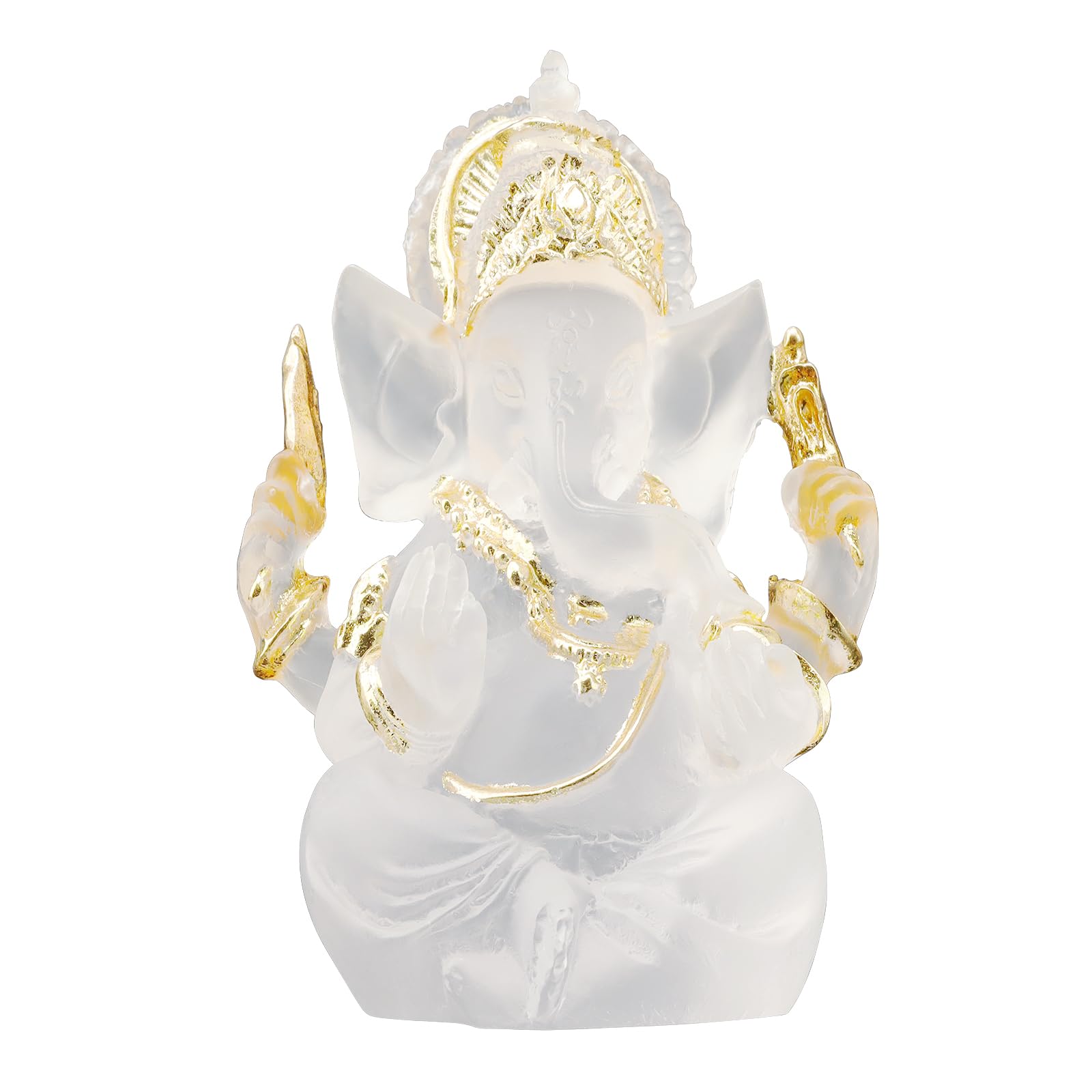 JOMA-E Shop Lord Ganesha Statues Hindu Elephant God Sculpture, Handmade White Resin Elephant God Figurines Indian Ganesha Idol Figurine Decoration Ornaments for Home Office Car Decor (White, Large)